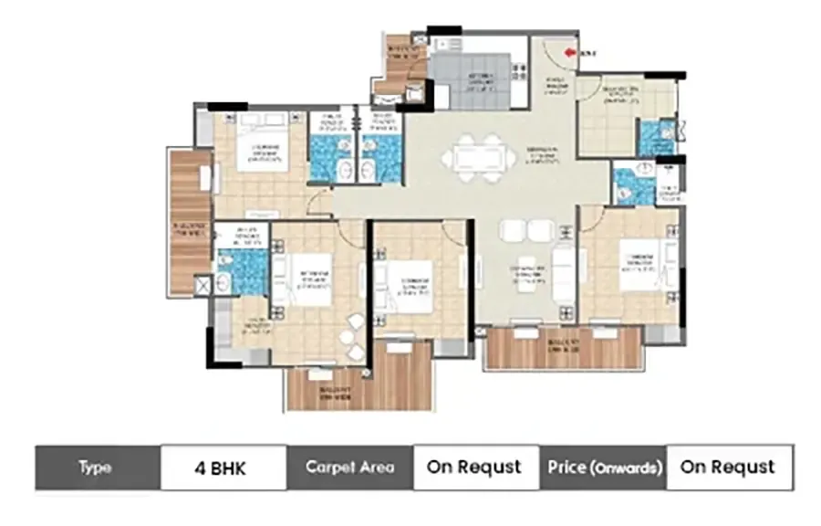 Vedshree Zenith Vista 4 BHK floor plan,  sq ft carpet area