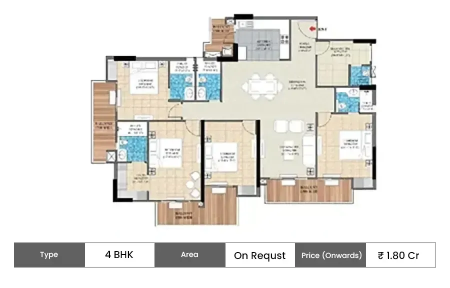 Vedshree Zenith Vista 4 BHK floor plan,  sq ft area